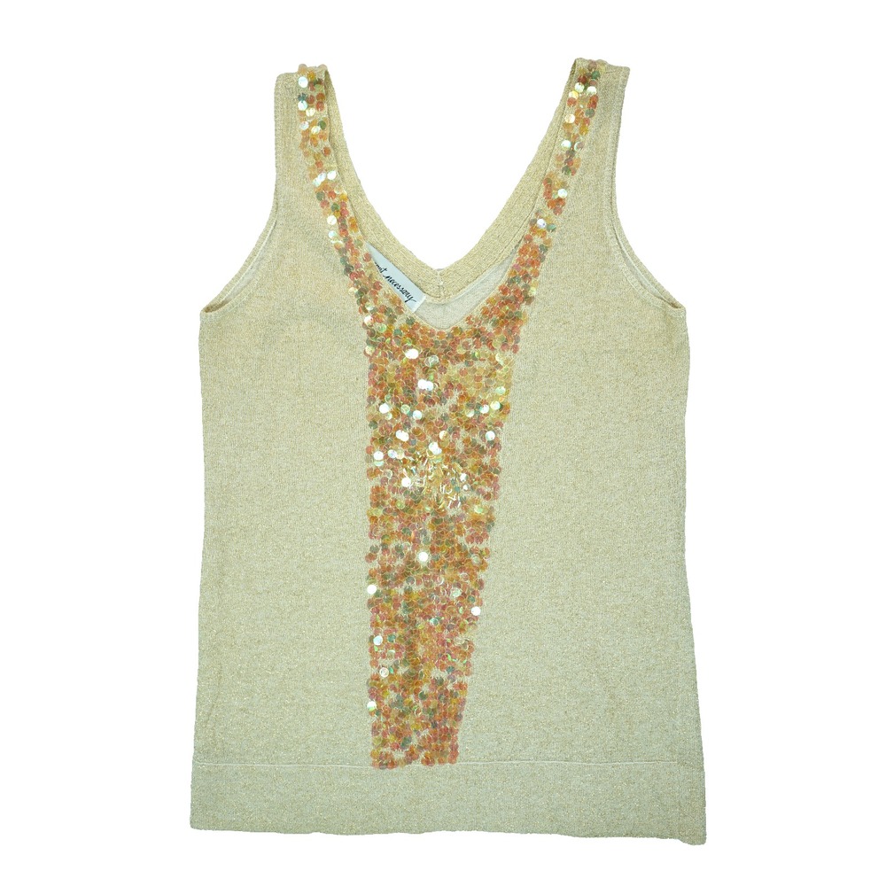 No Appt Necessary‎ Womens Gold Knooted Sequin VNeck Tank Top Size Large